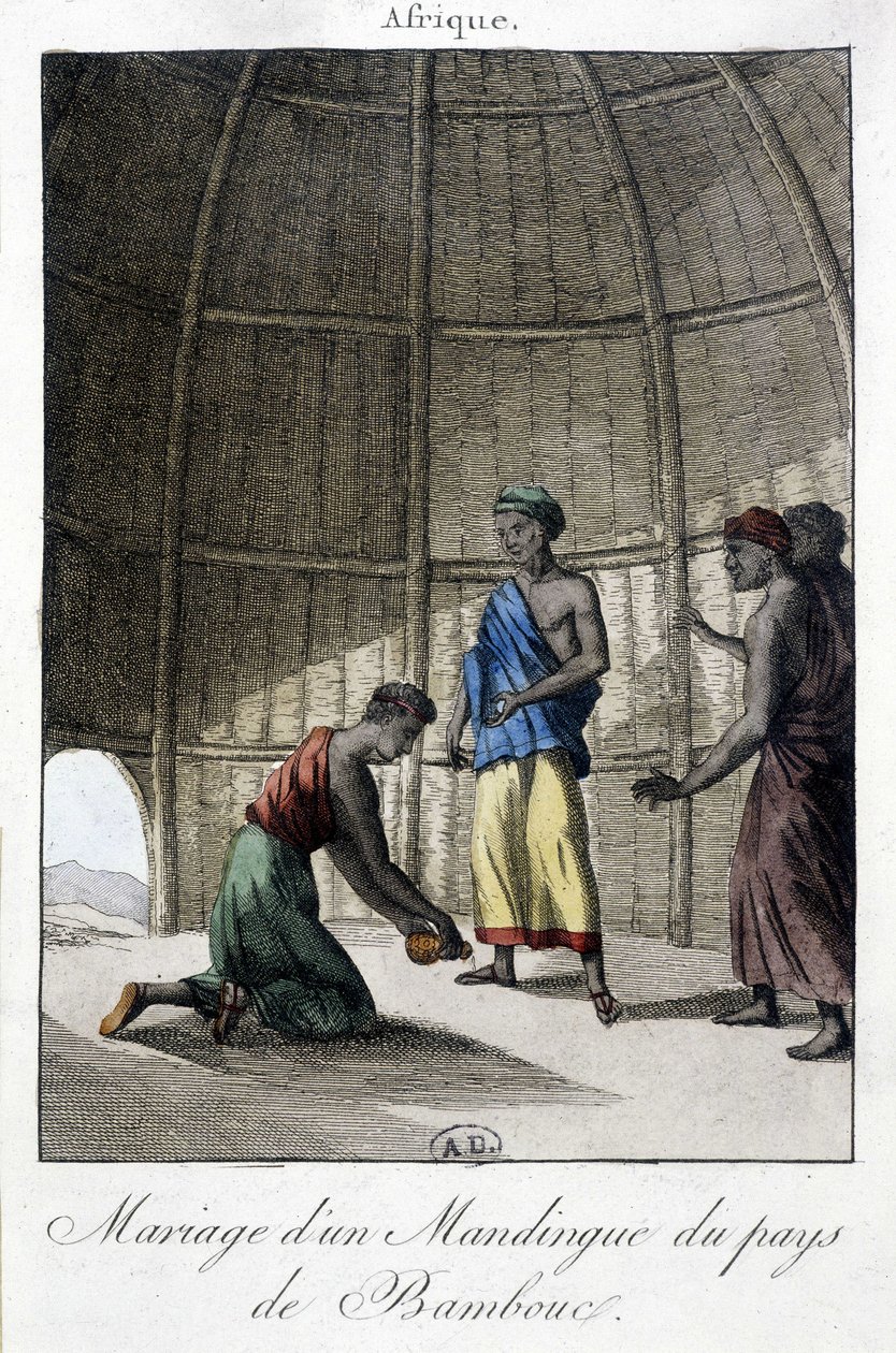 Avioliitto Mandinguesissa (Mali?), Afrikka - kaiverrus tekijältä Unknown artist