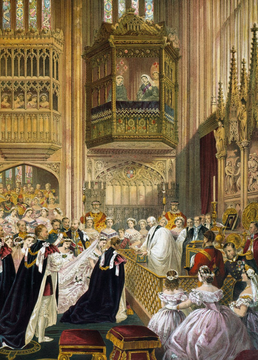 Walesin prinssin (josta tuli Englannin kuningas Edward VII) avioliitto (1841-1910) Tanskan Alexandran kanssa (Alexandra Caroline Marie Charlotte Louise Julie Schleswig-Holstein-Sonderburg-Glucksbourgista (Schleswig Holstein Sonderburg Glucksbourg) (184444- tekijältä Unknown artist