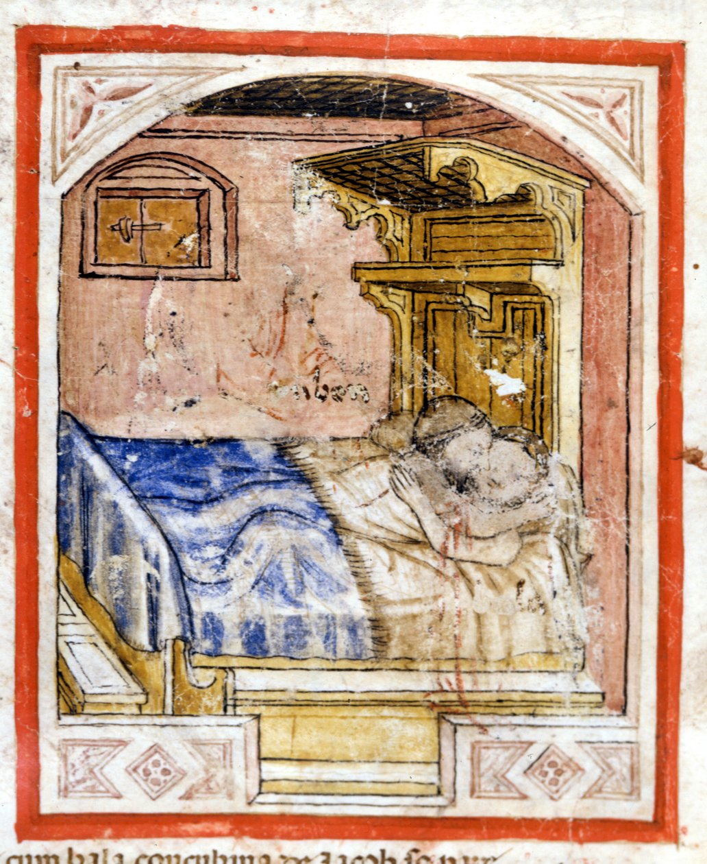 Parittelukohtaus. Miniatyyrit Codex 212:sta (tai Padovano-koodista tai Padovan Raamatusta) 1390-1400 Rovigo, Accademia dei Concordi tekijältä Unknown artist