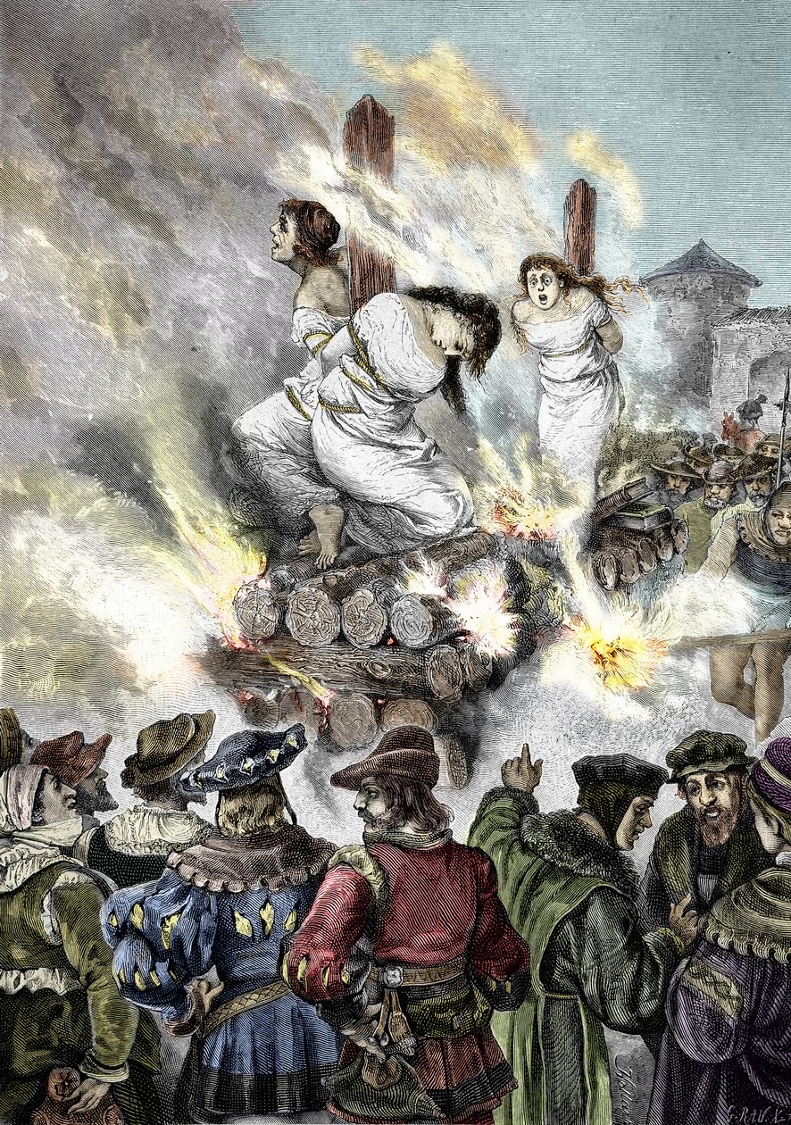 Keskiaikainen inkvisitio: noitien polttaminen ranskalaisessa kaupungissa tekijältä Unknown artist