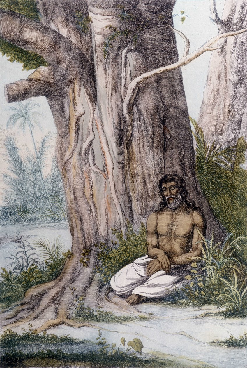 Meditaatio puun juurella, Intia. tekijältä Unknown artist