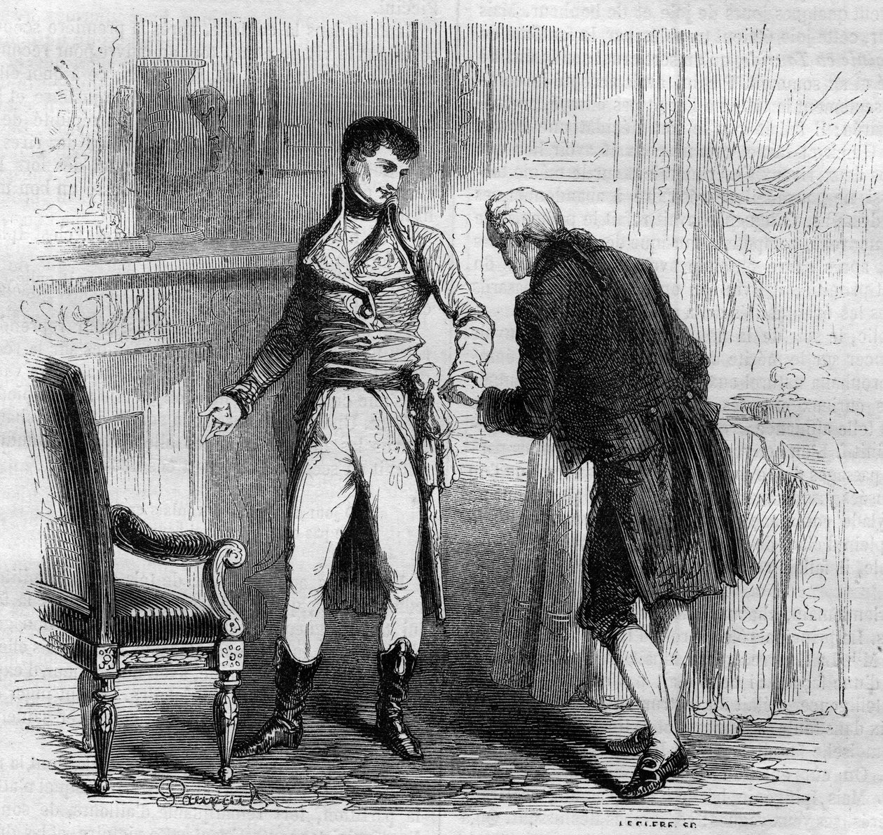 Italialaisen säveltäjän Niccolo Vito Piccinnin (1728-1800) ja ensimmäisen konsulin Bonaparten (Napoleon 1.) tapaaminen tekijältä Unknown artist