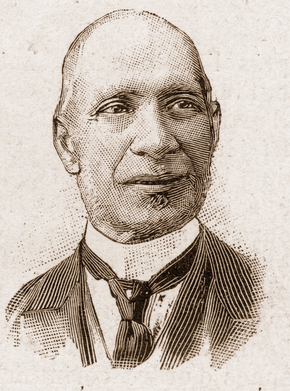Academy Francaisen jäsenet vuonna 1895: muotokuva Edouard Herven (1835-1899), ranskalaisen toimittajan ja poliitikon. tekijältä Unknown artist