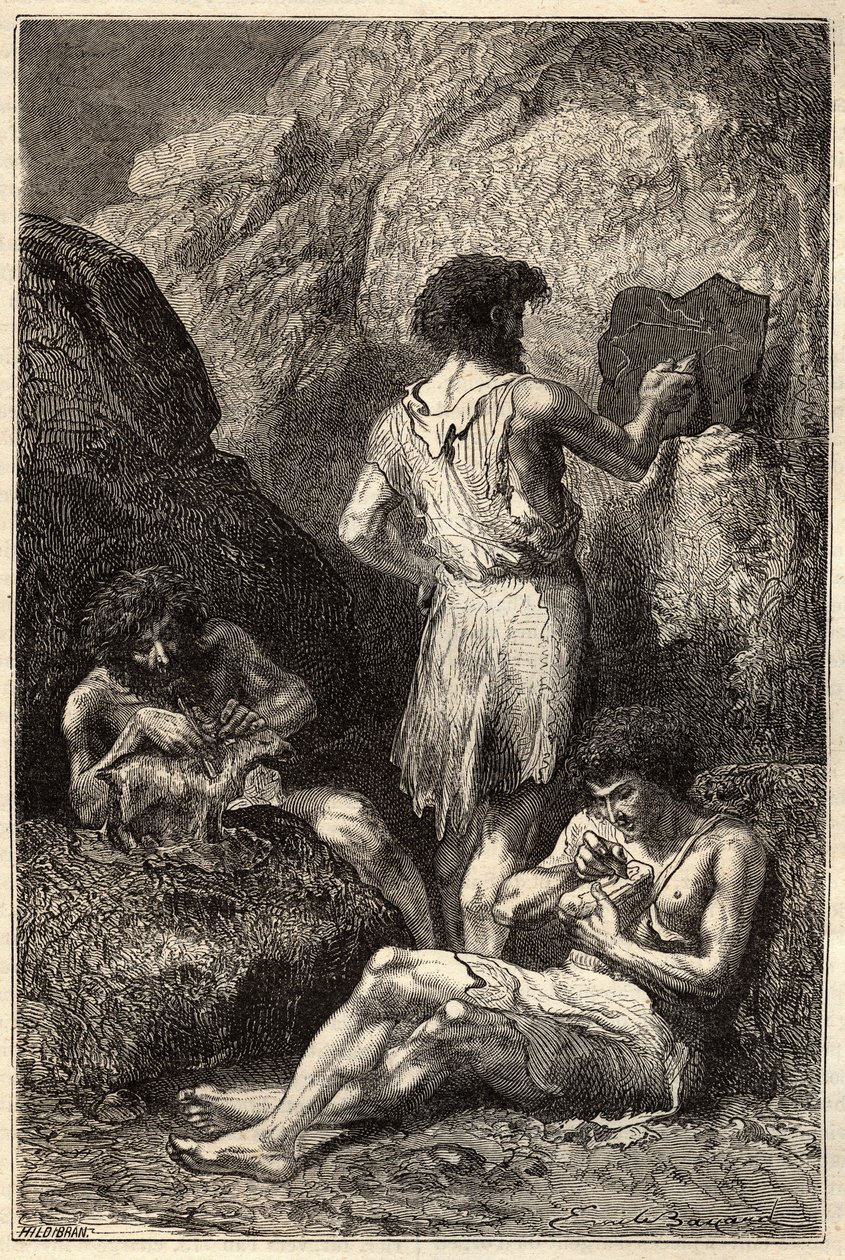 Miehet kiven iässä - Miehet kiven iässä - kaiverrus 1800-luvulta tekijältä Unknown artist