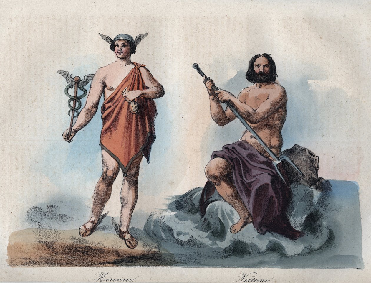 Mercurius (Hermes) ja Neptunus (Poseidon) - kaiverrus universumin kaikkien kansojen tavoista ja perinteistä. Eli kaikkien kansojen hallituksen, lakien, miliisin, uskonnon historia kaukaisimmista ajoista nykypäivään "1856 tekijältä Unknown artist
