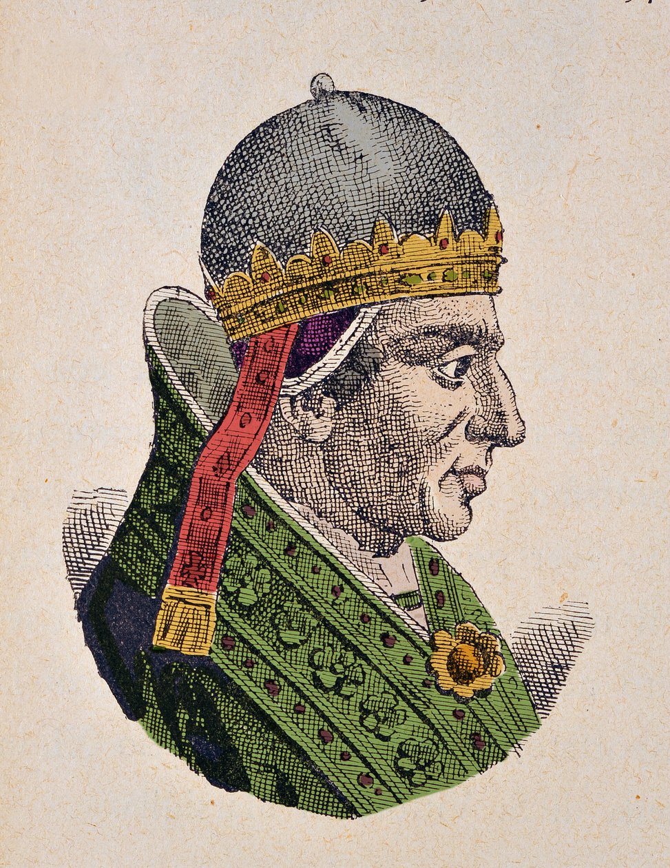 Keskiaika: esitys paavi Gregoire XI:stä (Gregorio tai Gregory) (1329-1378) Kaiverrus "" La storia dei papi del card -kortista. Hergenrother” 1898 tekijältä Unknown artist
