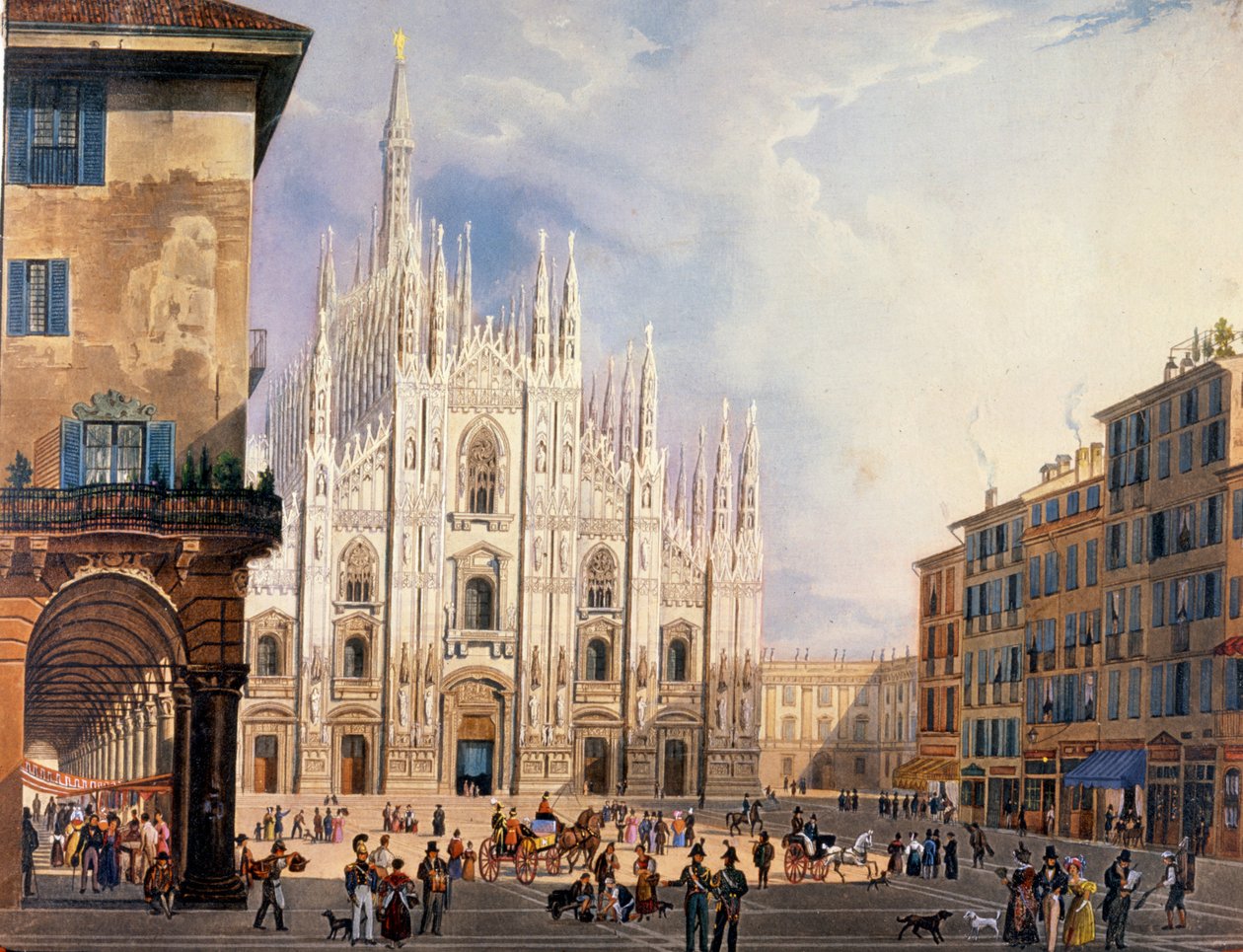 Milano, Duomo Square noin 1825. tekijältä Unknown artist