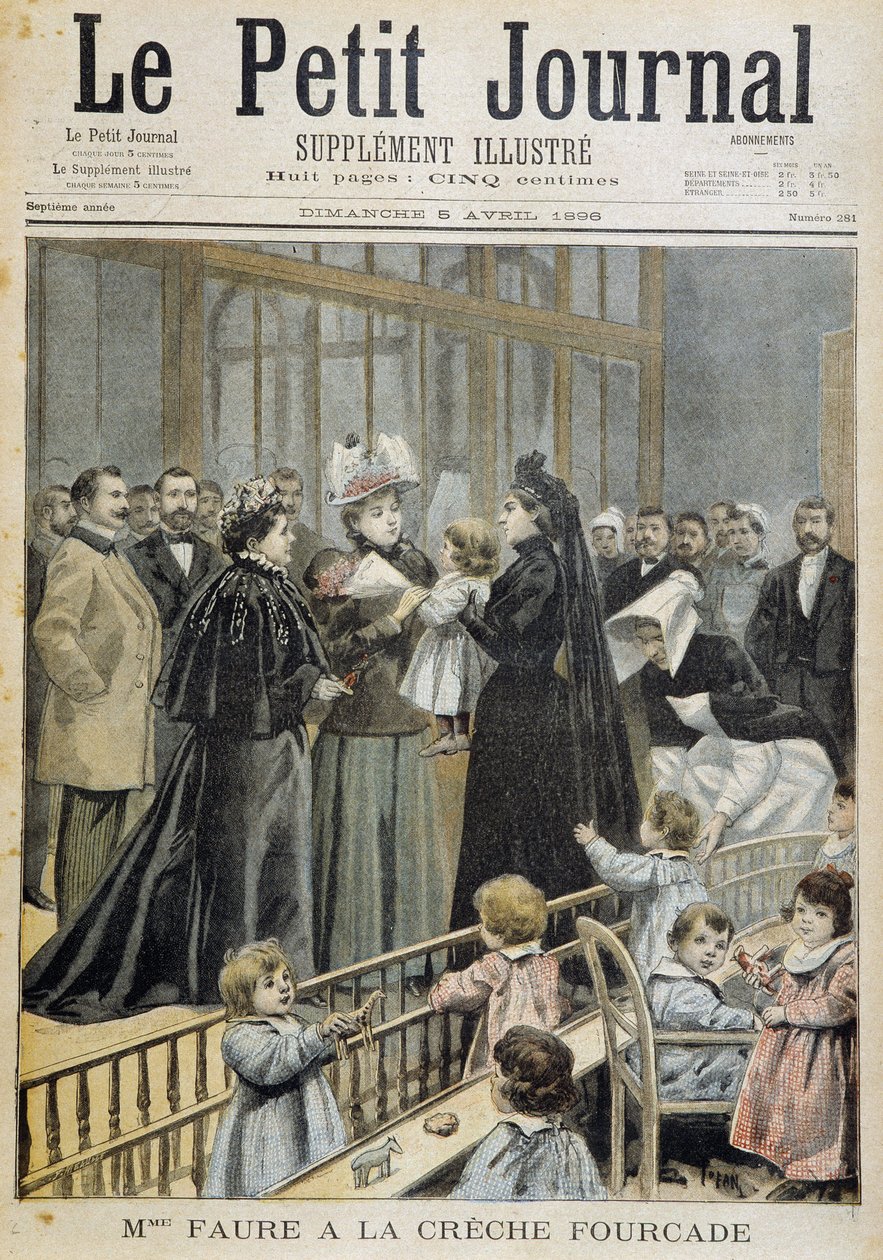 Mme Faure Fourcaden lastentarhassa - "" Le Petite Journal" -julkaisussa 5.4.1896 tekijältä Unknown artist