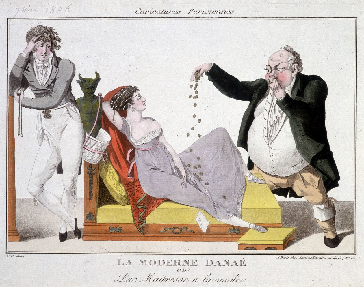 Moderni Danaé tai muodikas mairess (prostituutio) - karikatyyri tekijältä Unknown artist