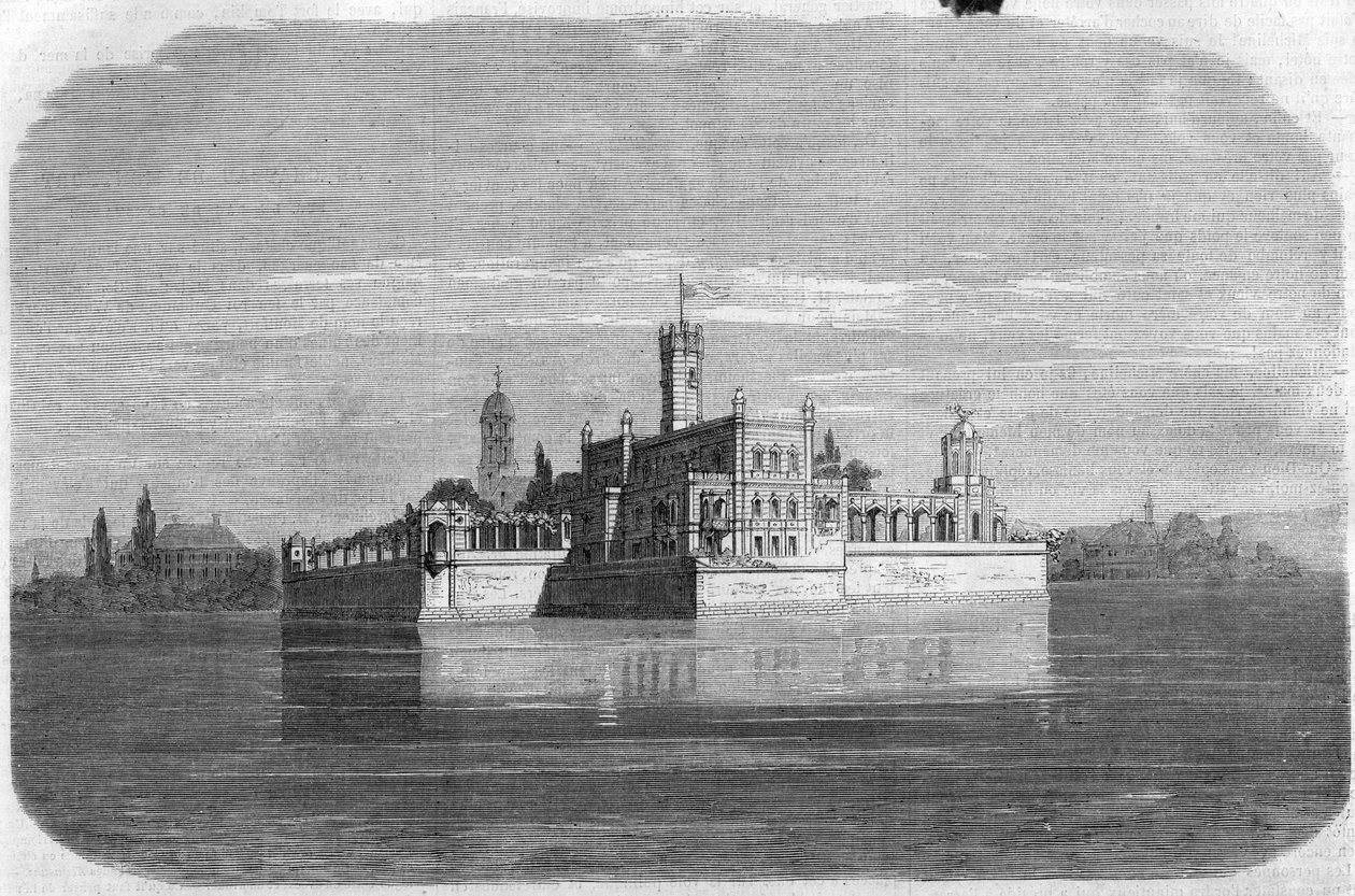 Montfortin linna Bodenjärvellä Saksassa. Kaiverrus "" Maineikas universumi"" tekijältä Unknown artist