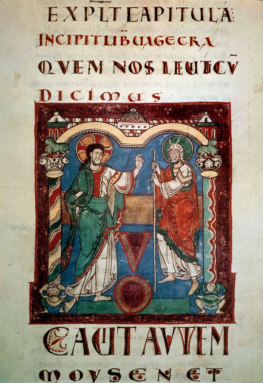 Kuukausi ennen Jumalaa. Valaistu sivu Saint Martial de Limogesin tropaarista. 1000-luvun Pariisin debyytti, B.N. tekijältä Unknown artist