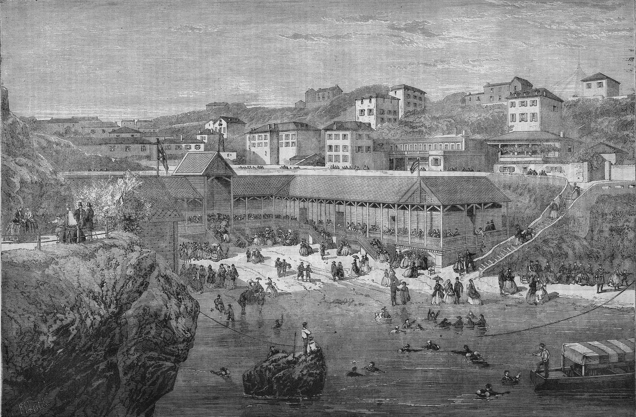 Aamu Biarritzin merikylpylässä vuonna 1867. tekijältä Unknown artist