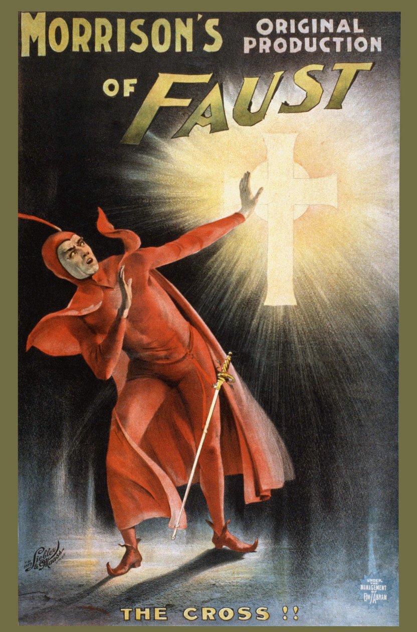 Morrisonin alkuperäinen tuotanto Faust - risti! - juliste Faust-näytelmälle: "" la Croix"" tekijältä Unknown artist