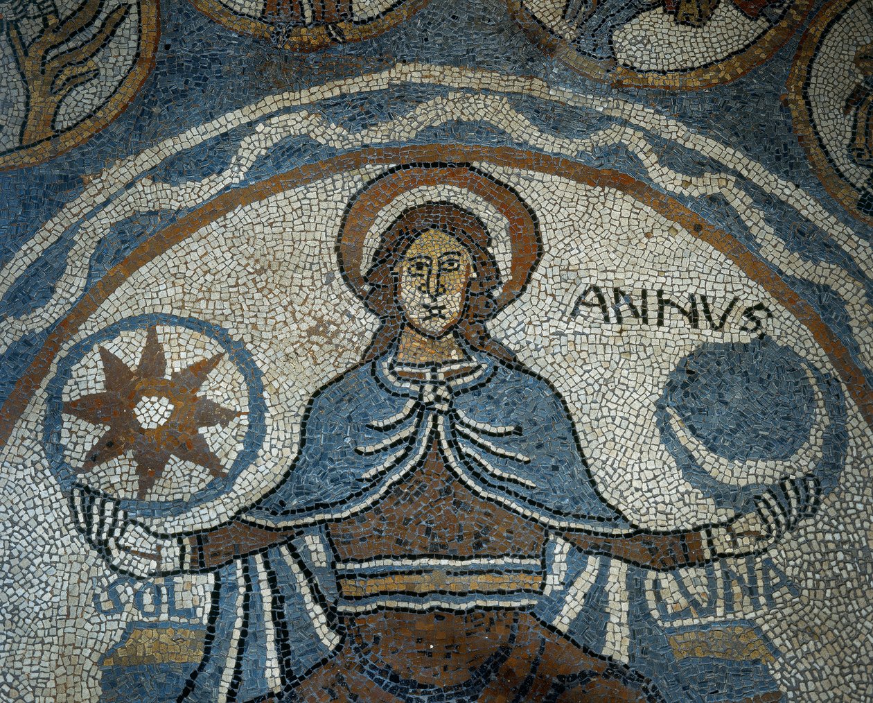 Mosaiikkilattia, joka kuvaa vuoden kuukausia tekijältä Unknown artist