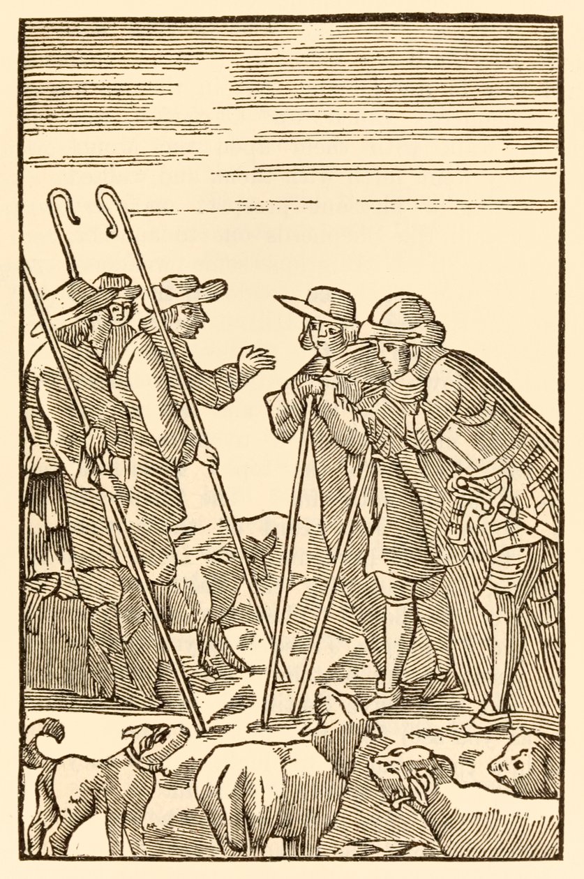 Mountain Delectable he nousevat nyt kirjasta The Pilgrims Progress From This World, To That What Is To Come by John Bunyan (1628-1688) Christian ja Hopeful tapaavat Shepherds: Knowledge, Experience, Wat tekijältä Unknown
