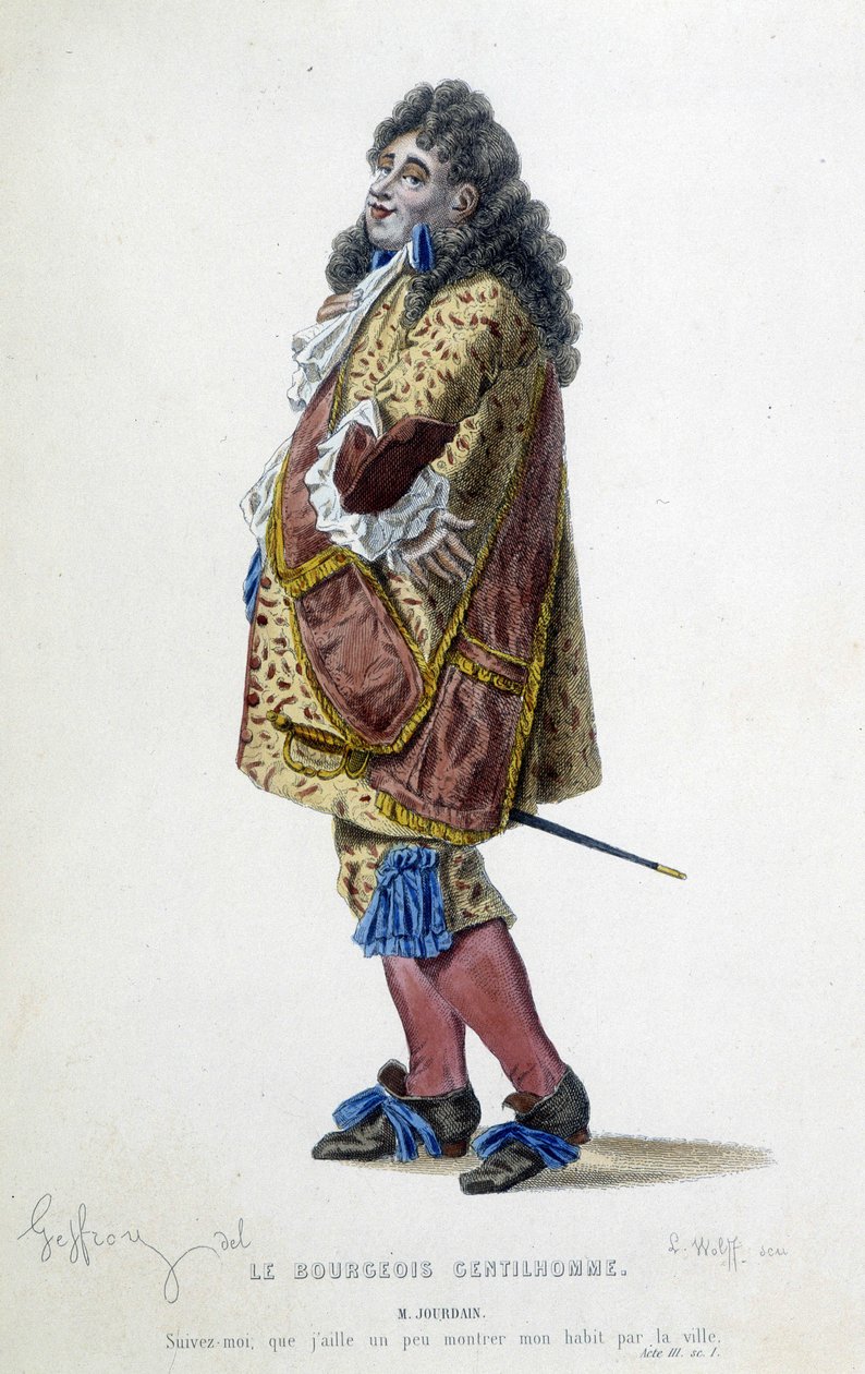 Mr. Jourdain Molièren teoksessa Porvarillinen herrasmies tekijältä Unknown artist