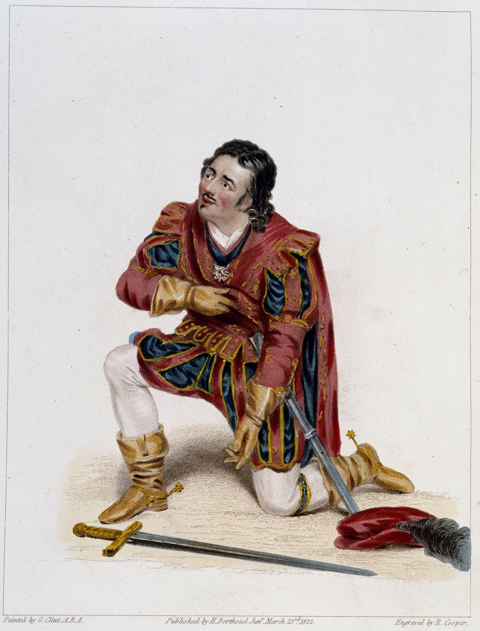 Mr. Kean Glosterin roolissa Shakespearen "Richard III" -sarjassa, deb. 1800-luvulla tekijältä Unknown artist
