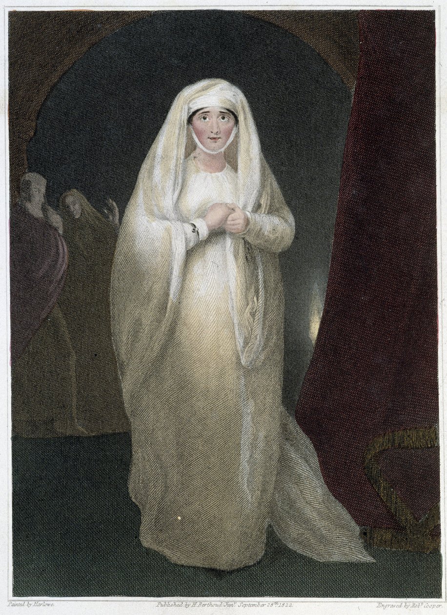 Rouva Siddons, Lady Macbethin roolissa Shakespearen näytelmässä "Macbeth", deb. 1800-luvulla tekijältä Unknown artist
