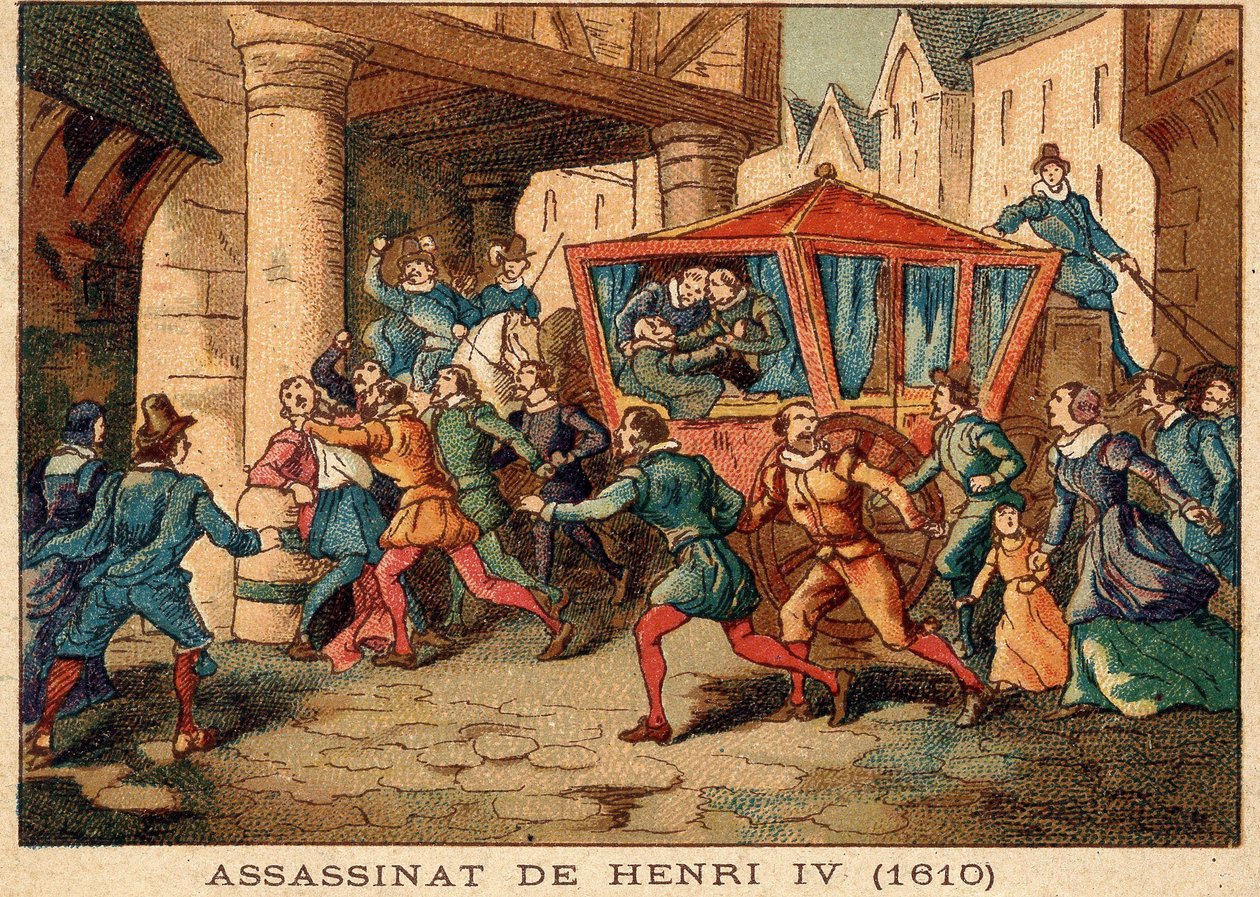 Henry IV:n murha ja Ravaillacin pidätys 14. toukokuuta 1610. tekijältä Unknown artist