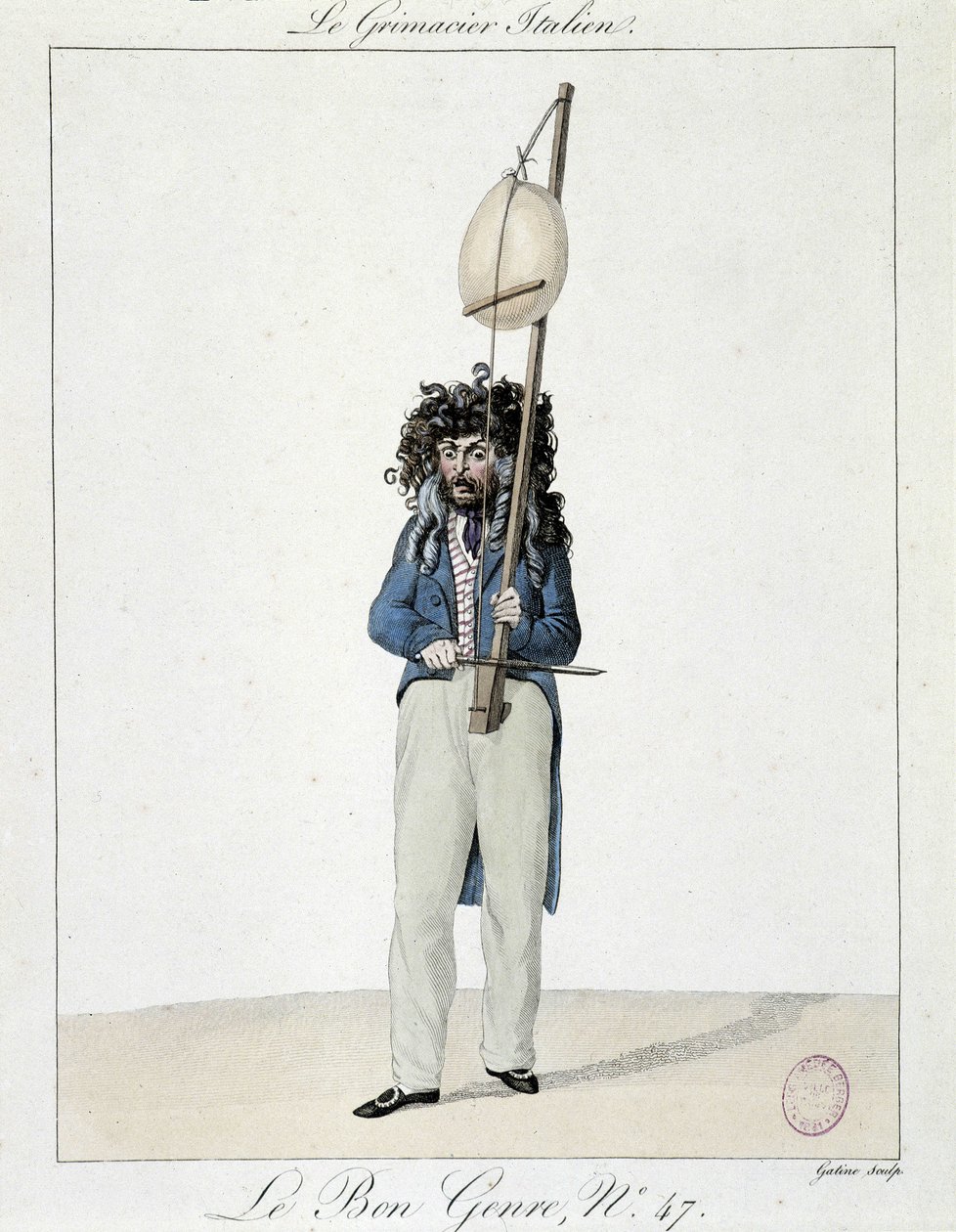 Muusikko kadulla: italialainen irvistäjä - kaiverrus, Carnavalet. tekijältä Unknown artist