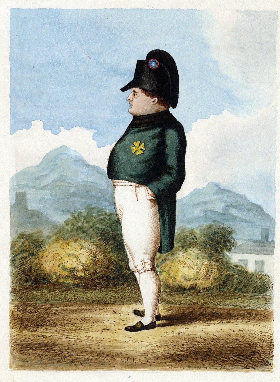 Napoleon Bonaparte Saint Helenan saarella - Tuntematon tykistöupseeri - 1817 - Vesiväri paperille - 30x22,6 - Yksityiskokoelma tekijältä Unknown artist