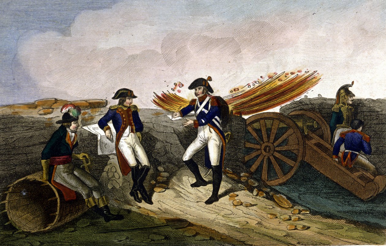 Napoleon I Toulonin piirityksessä (elo-joulukuu 1793) Kaiverrus 1800-luvulta tekijältä Unknown artist