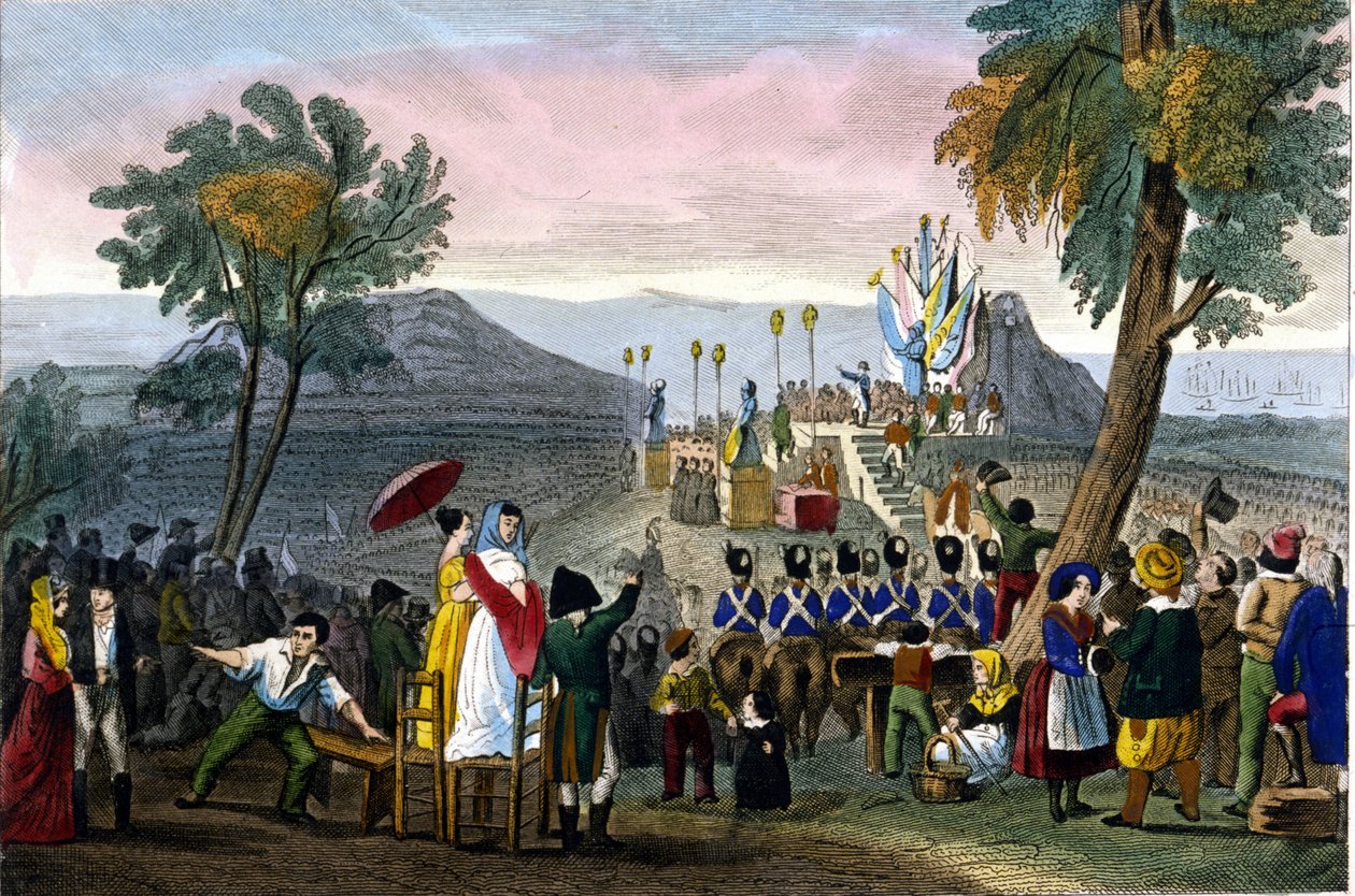 Napoleon I luovutti kunnialegioonan sotilaille Camp de Boulognessa 16. elokuuta tekijältä Unknown artist