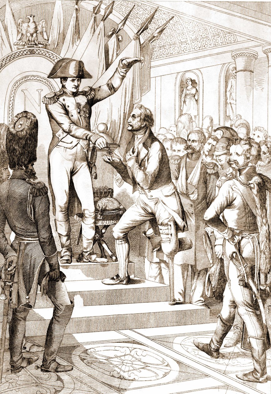 Napoleon jakoi kunnialegioonan käskyt vuonna 1804. tekijältä Unknown artist