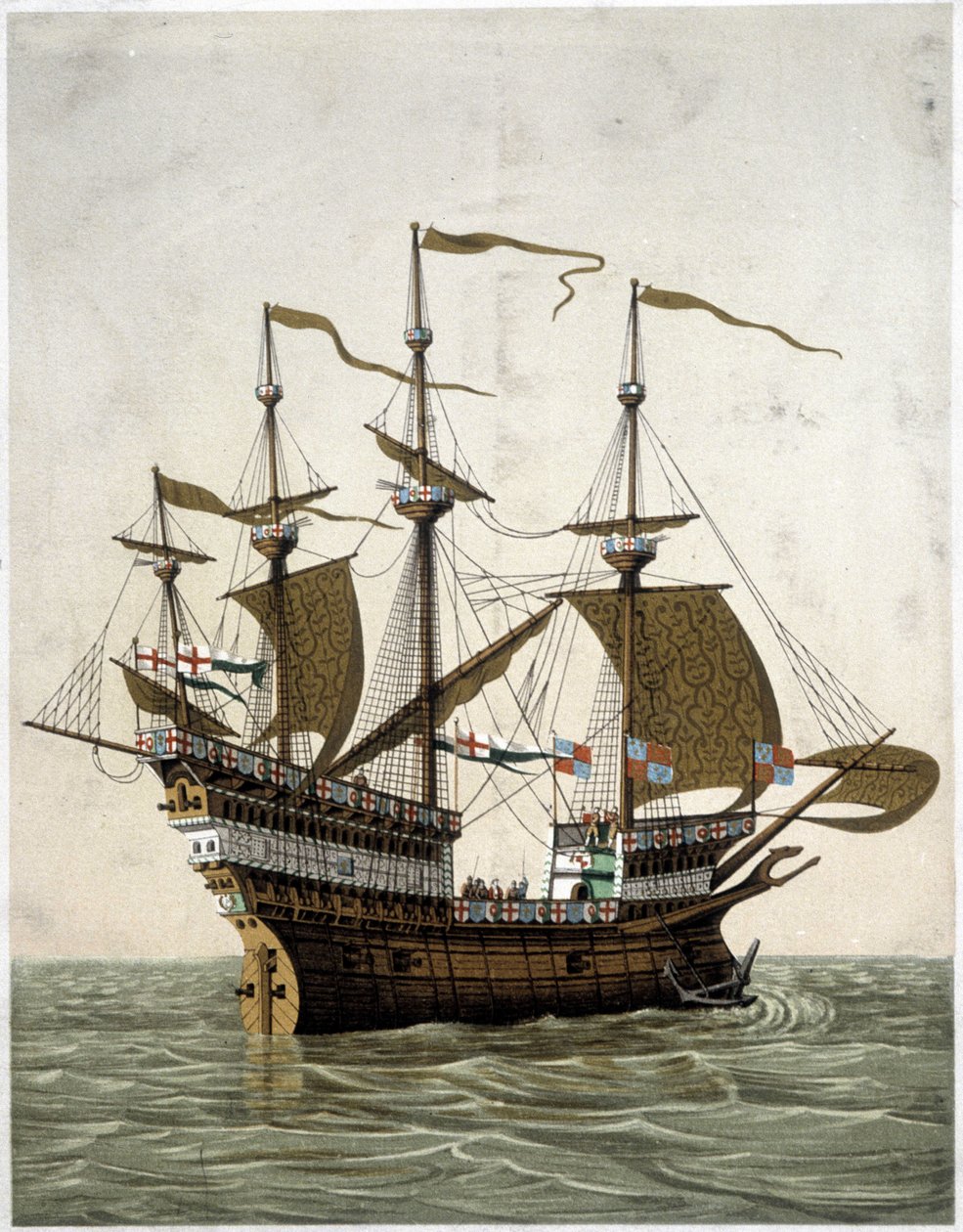 Englannin Henrik VIII:n (1520) laiva - J. Holbeinin mukaan tekijältä Unknown artist