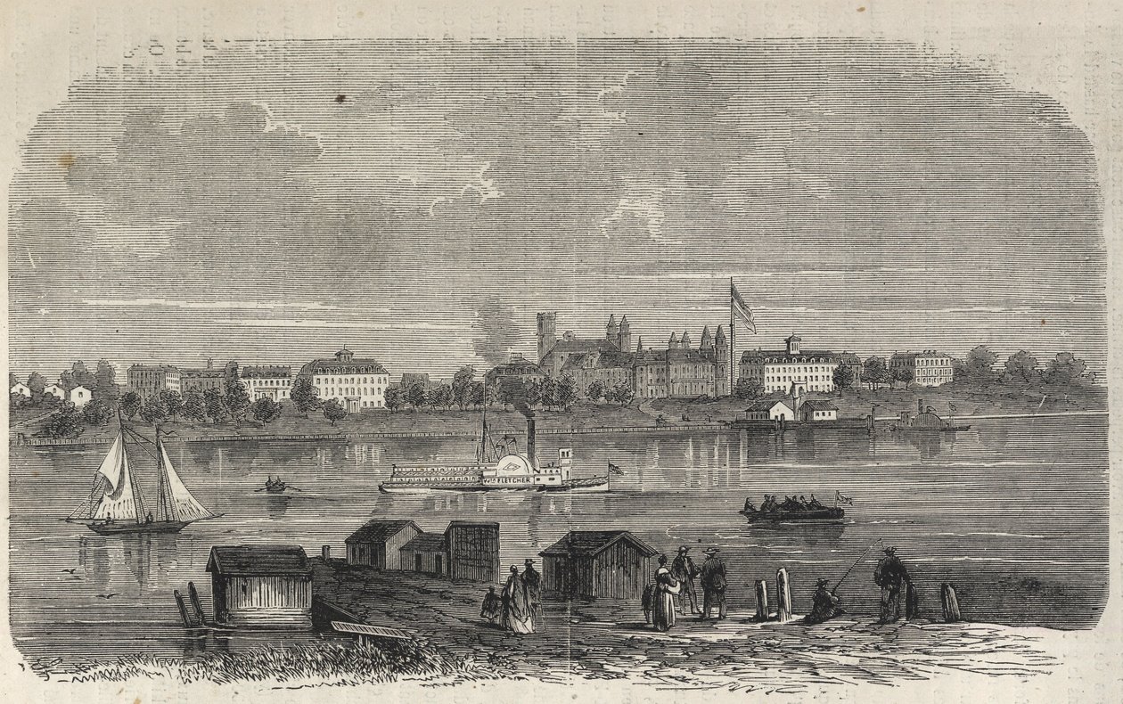 New Yorkin osavaltio - Emigration Commission Establishment - Ward Island - Kaiverrus "The Illustrous Universe" vuodelta 1869 tekijältä Unknown artist