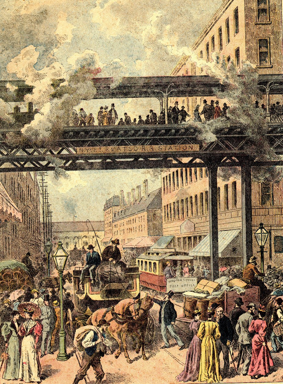 New York Street. Kirjassa "Maan kansat" 1890. tekijältä Unknown artist