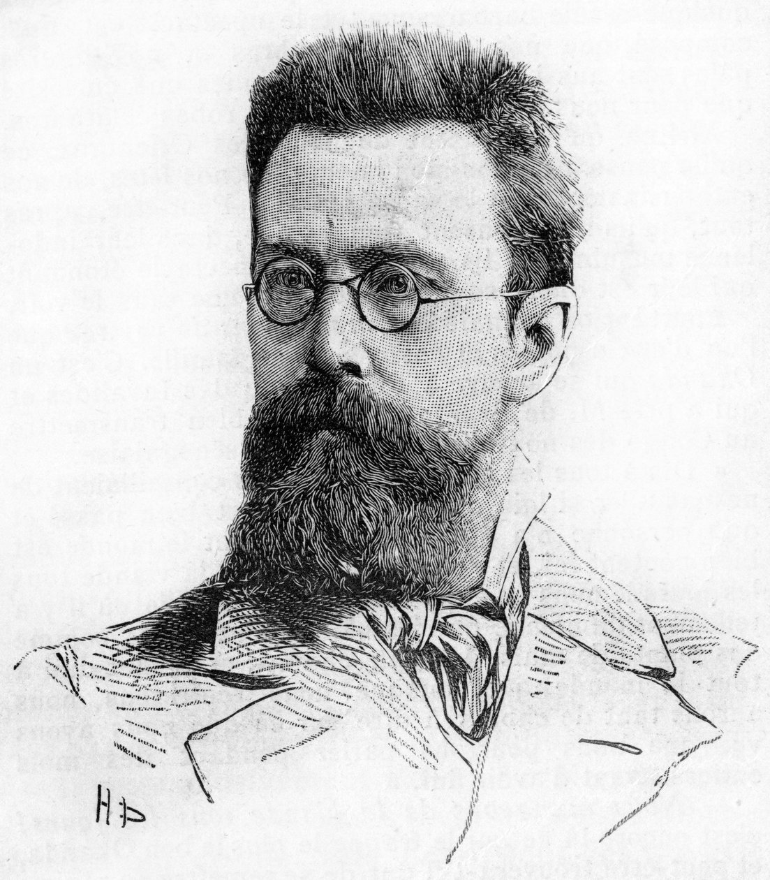 Nikolai (Nikolai) Rimski Korsakov (Rimski-Korsakov) (1844-1908), venäläinen säveltäjä. Kaiverrus vuodelta 1889. tekijältä Unknown artist