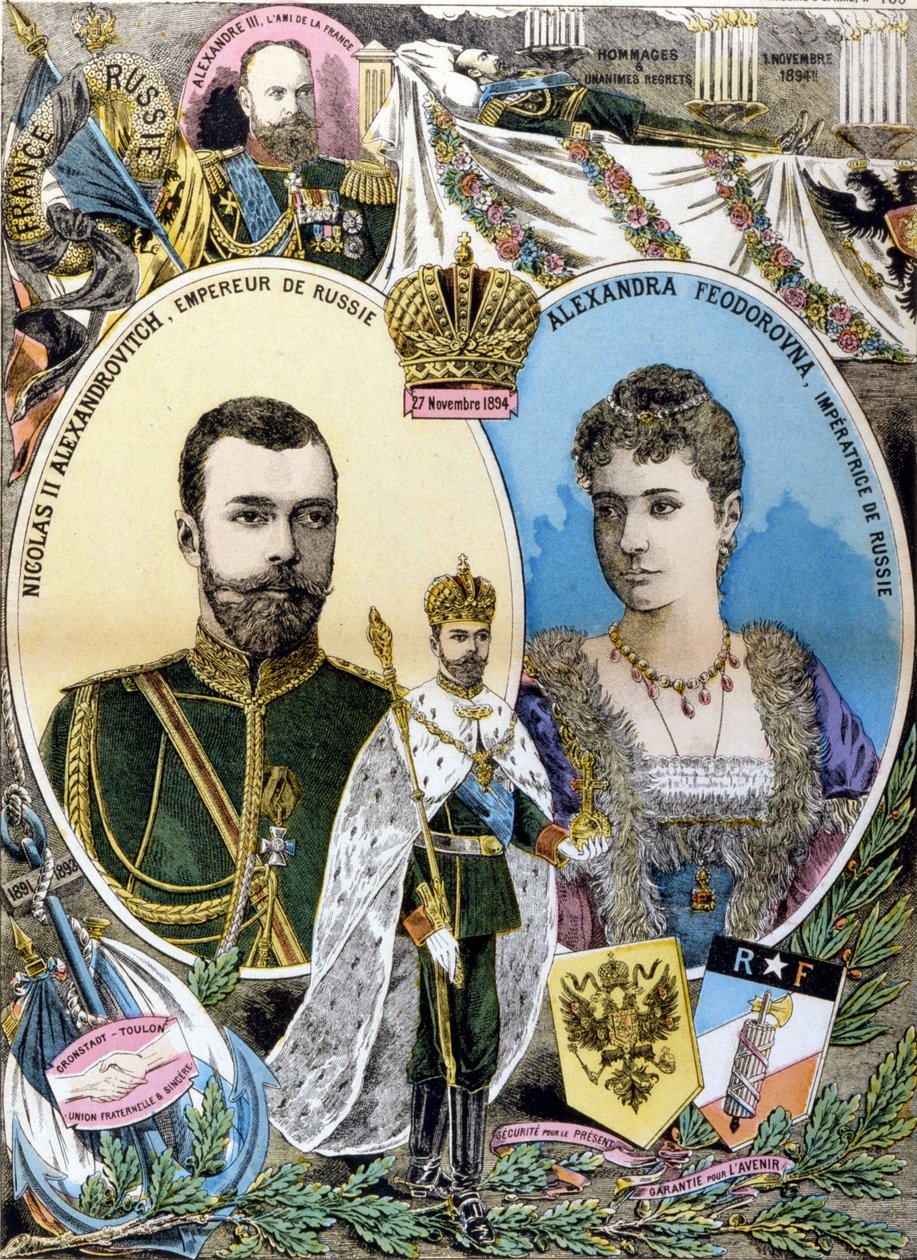 Nikolai II ja Alessandra Feodorovna.kaiverrus 1800-luvun lopulta tekijältä Unknown artist