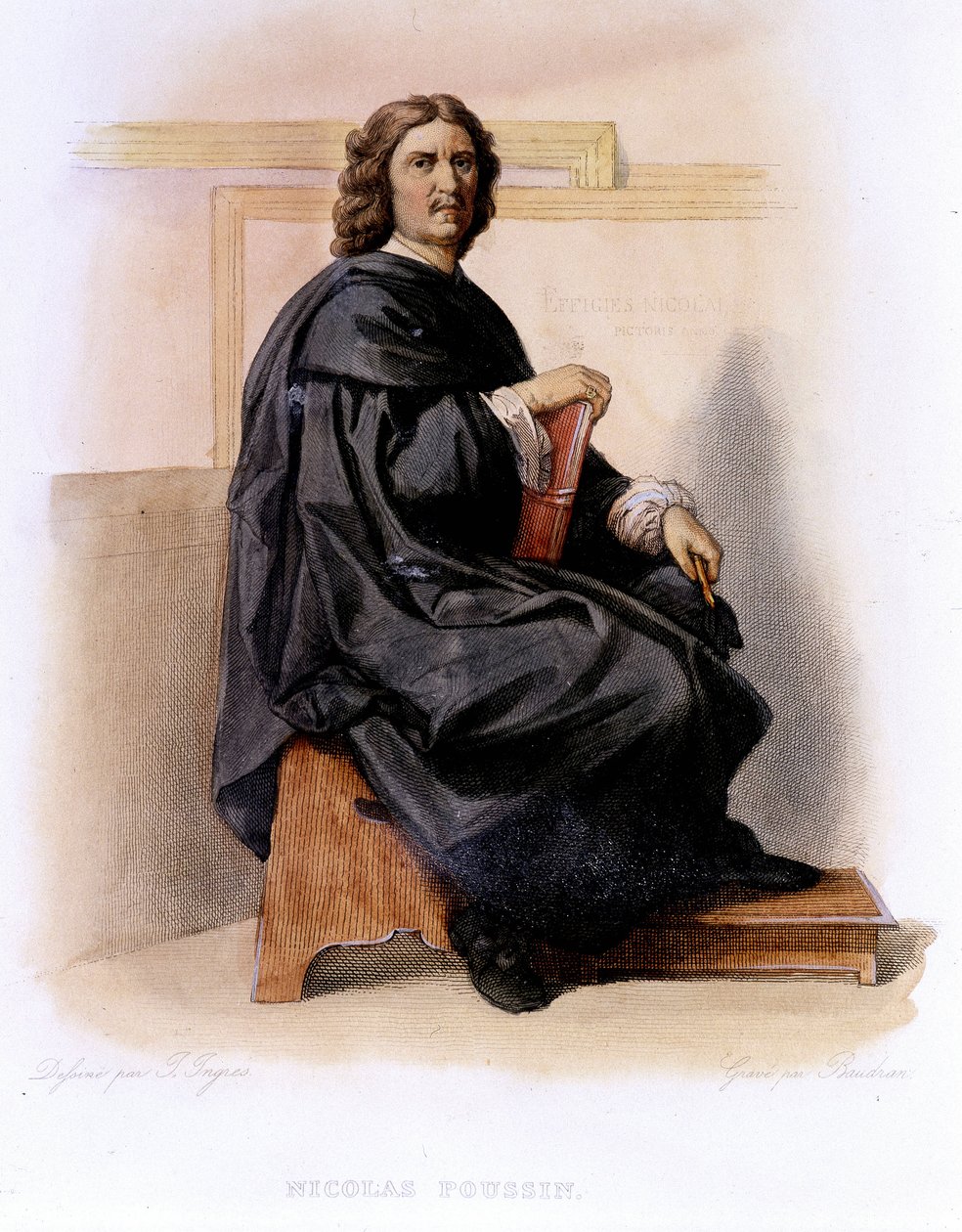Nicolas Poussin (1594-1665) teoksessa Ed. Mennechet, "" Ranskan Plutarch"" tekijältä Unknown artist