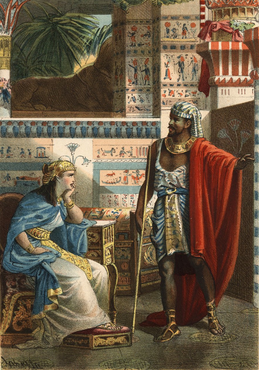 Nitokris, nach Manethon, die letzte Königin Ägyptens der VI. Dynastie. Gravur von 1881 in „El Culto de la Hermosura“ von Juan Justo Huguet, Molinas Hermanos editores von Unknown artist