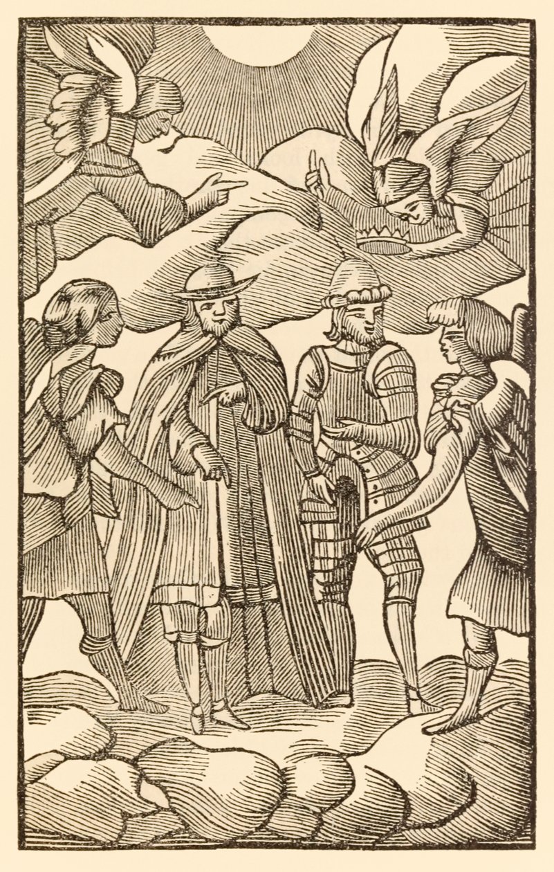 Katso nyt, kuinka pyhät pyhiinvaeltajat ratsastavat, pilvet ovat heidän vaununsa, enkelit ovat heidän oppaansa pyhiinvaeltajien etenemisestä tästä maailmasta, tulevaan. John Bunyan (1628-1688) Christian an tekijältä Unknown
