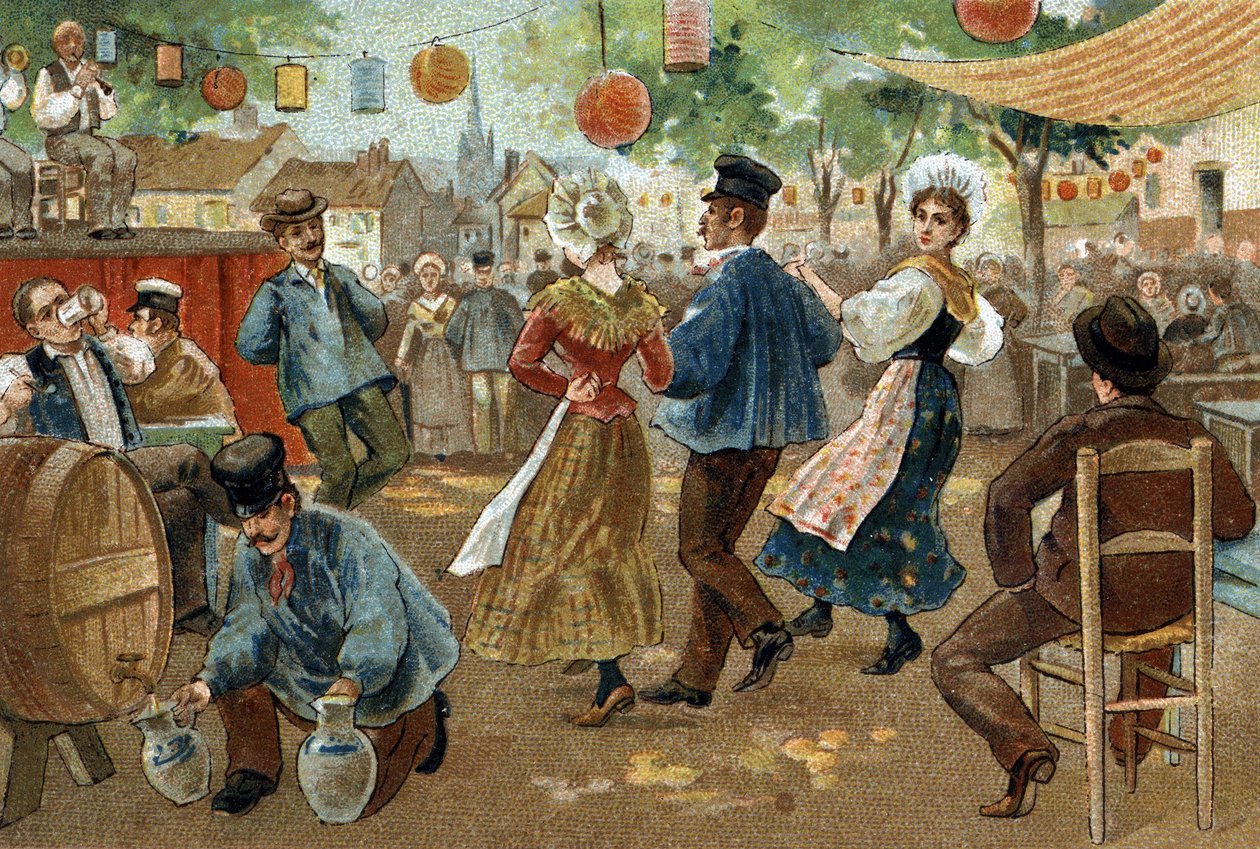 Flanderin alueella juhlittu vanha tapa: Flanderin messut. 1800-luvun lopun kromolitografia. tekijältä Unknown artist