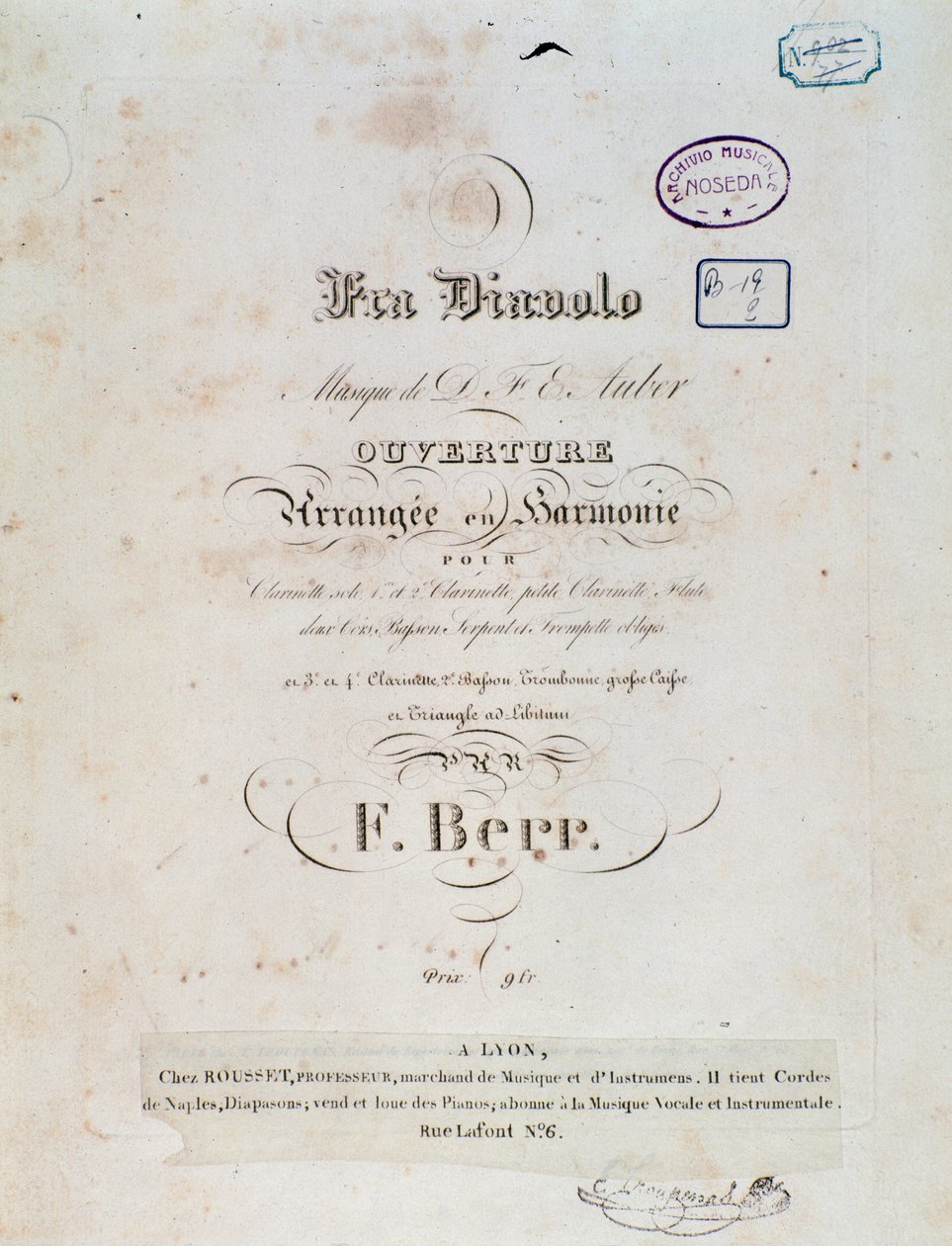 D. F. Auberin sarjakuvaoopperan Fra Diavolo tai The Hotelery of Terracinen avaus tekijältä Unknown artist