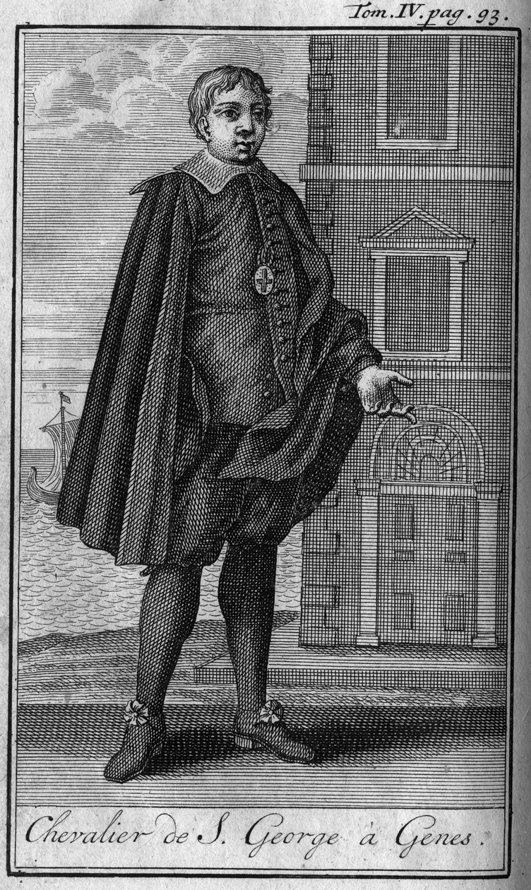 Ritarikunnan ritarikunta. Knight of Saint George a Genes (Genova italia Italy) "" Sotilaallisten ritarikuntien tai ritarien historiassa, molempien sukupuolten turvallisten ja rutiininomaisten joukkojen historiassa, jotka on perustettu tähän mennessä. Paino tekijältä Unknown artist