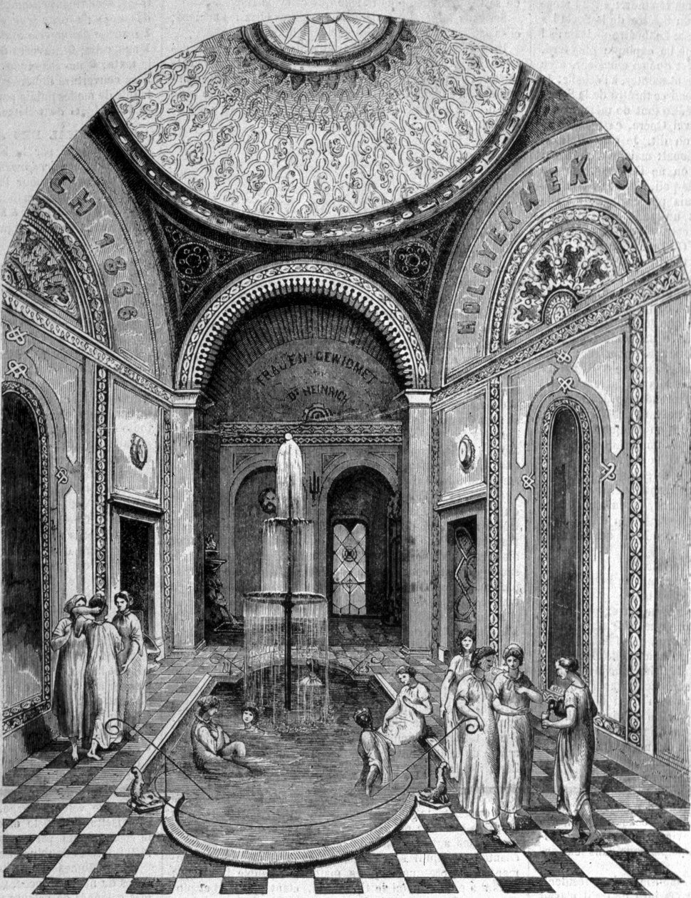 Itämaiset kylpylät Budapestissa. Vaaleanpunainen huone tekijältä Unknown artist