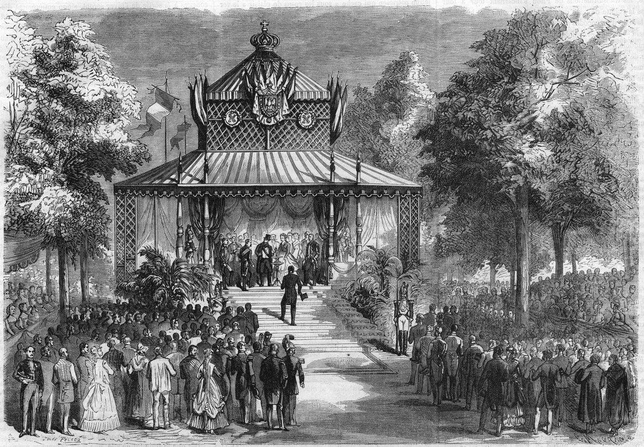 Orleansin festivaali: keisari Napoleon III:n (Charles Louis Napoleon Bonaparte, tunnetaan nimellä Louis Napoleon Bonaparte) vierailu tekijältä Unknown artist