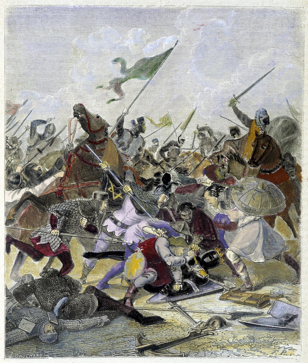 Othon 1er (912-973) kapinallisten yllättynyt Roomassa - teoksessa "Histoire des Popes", kirjoittanut Maurice Lachatre tekijältä Unknown artist