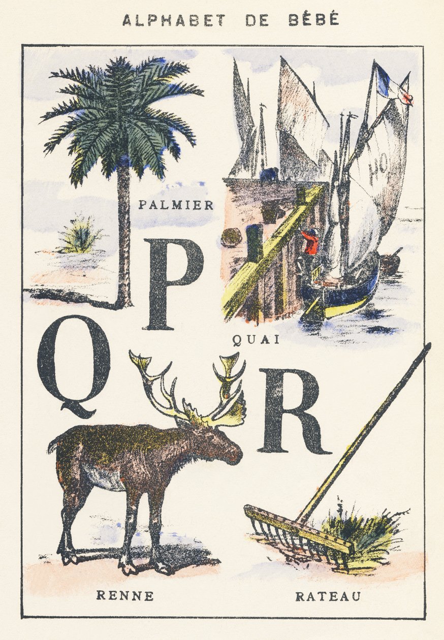 P Q R: palmu, laituri, poro, harava tekijältä Unknown artist