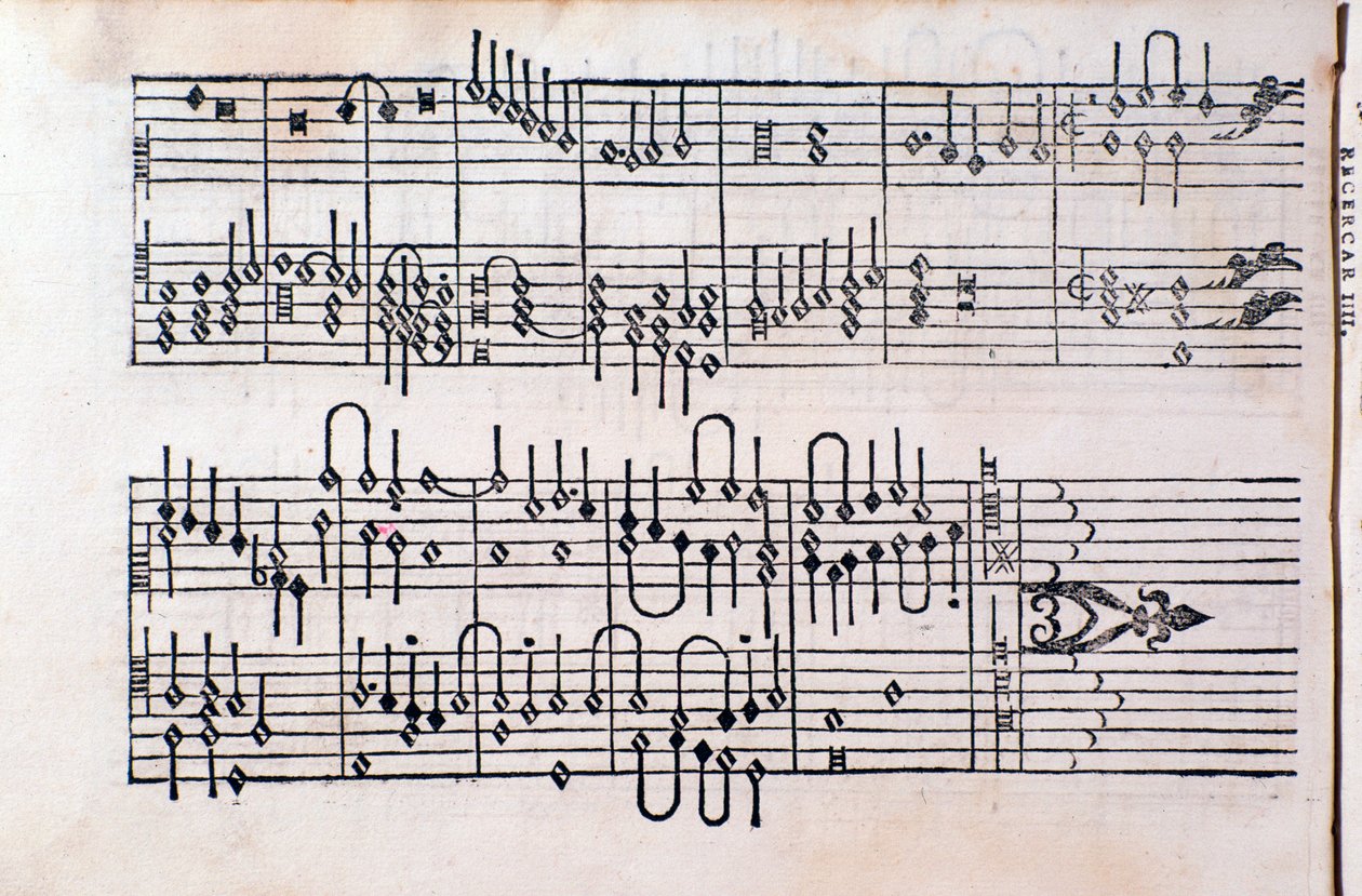 Sivu from "" Tablature; Kirja 1”, kirjoittanut Gerolamo Cavazzoni tekijältä Unknown artist