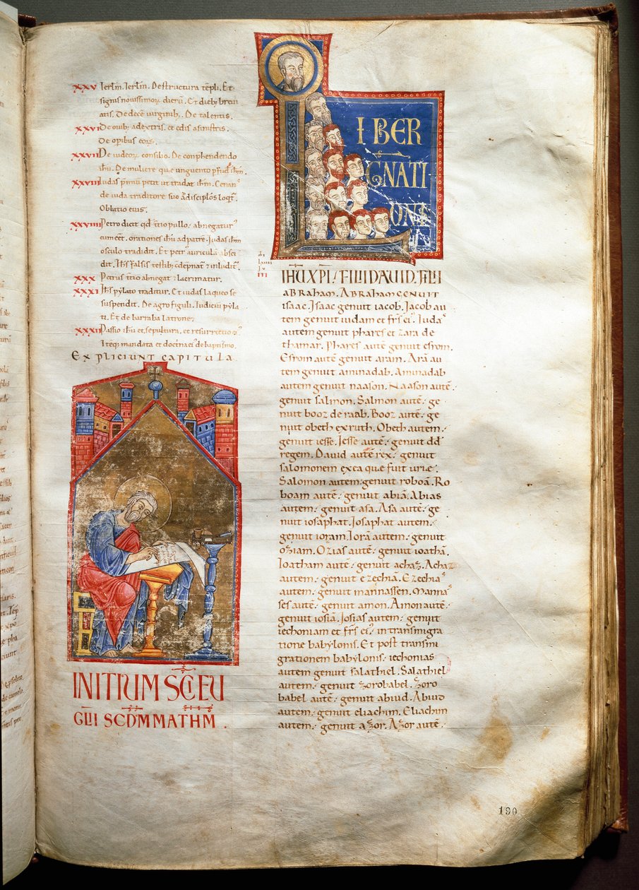 Valaistun Raamatun sivu (Ms.721-Foglio 190r) 1100-luvun alusta. Himmeä. 52,5x36 cm Rooma, Biblioteca Casanatense tekijältä Unknown artist