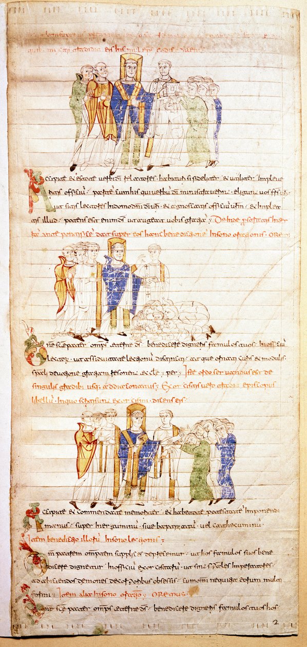 Valaistun Raamatun sivu (Ms.723-Foglio 138v.) 1100-luvun alusta. Himmeä. 52,8x38 cm Rooma, Biblioteca Casanatense tekijältä Unknown artist