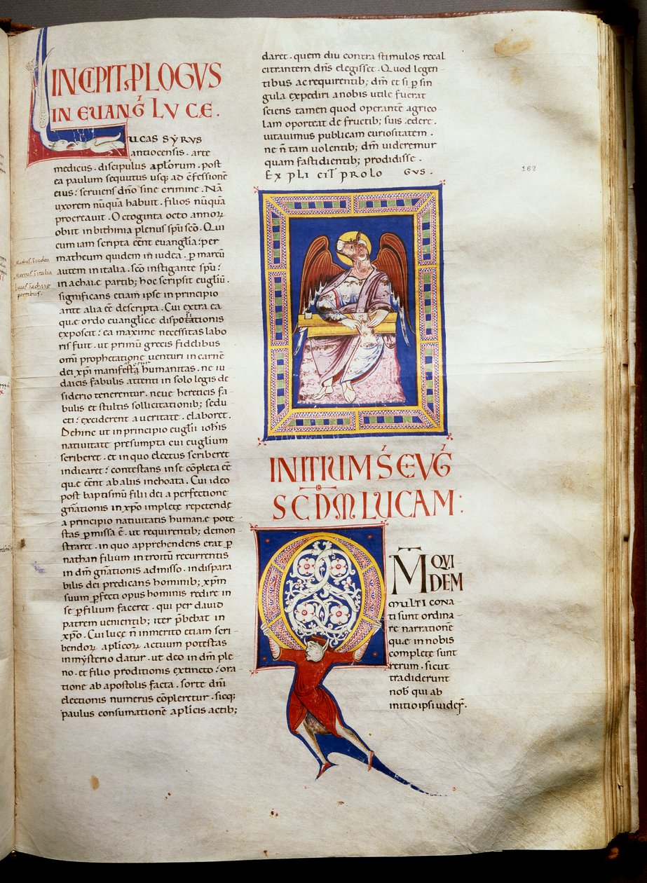 Valaistun Raamatun sivu (Ms.723-Foglio 162r.) 1100-luvun alusta. Himmeä. 52,8x38 cm Rooma, Biblioteca Casanatense tekijältä Unknown artist
