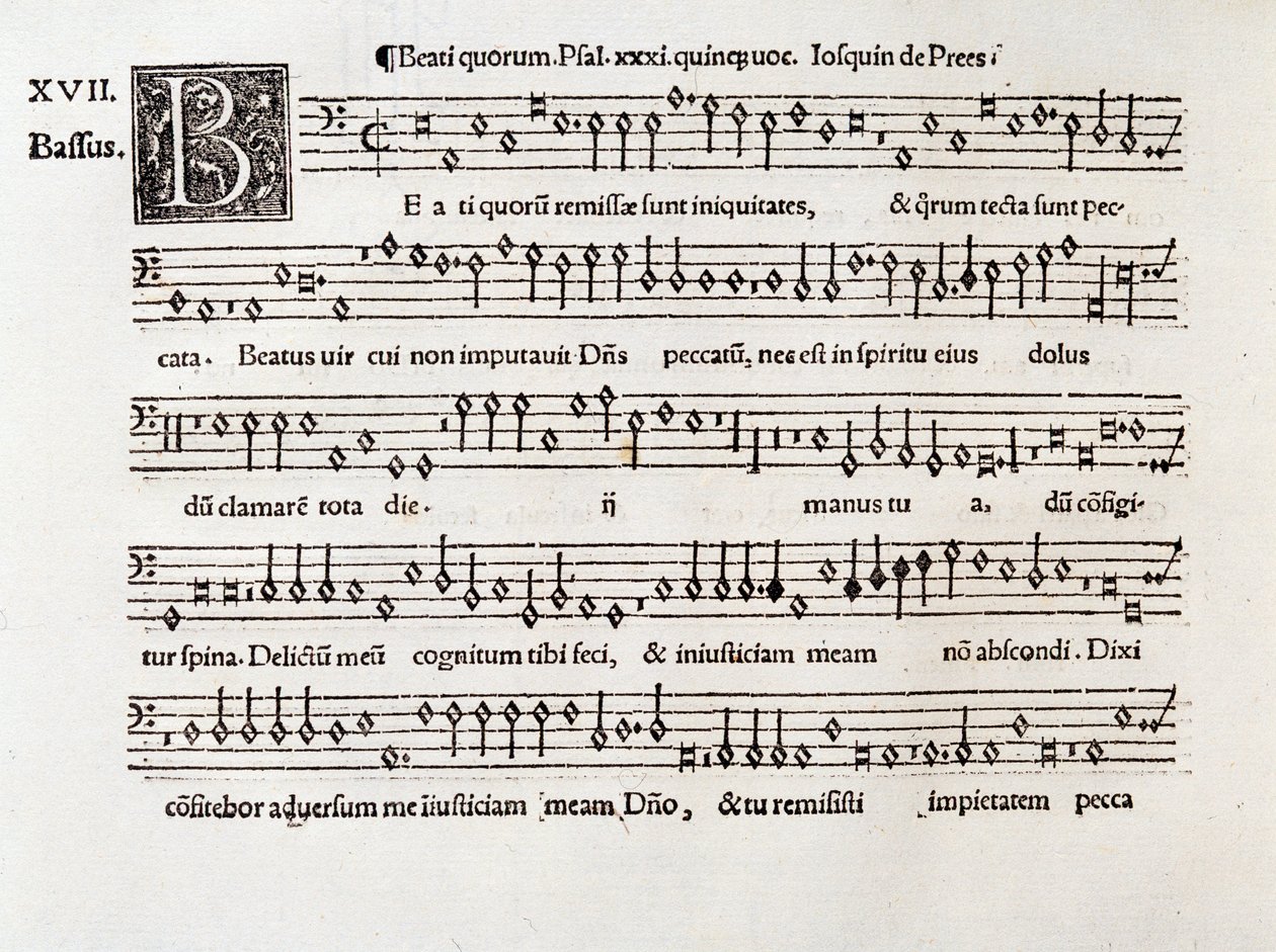 Willaertin Psalmin XIII nuotiosivu (1538) tekijältä Unknown artist