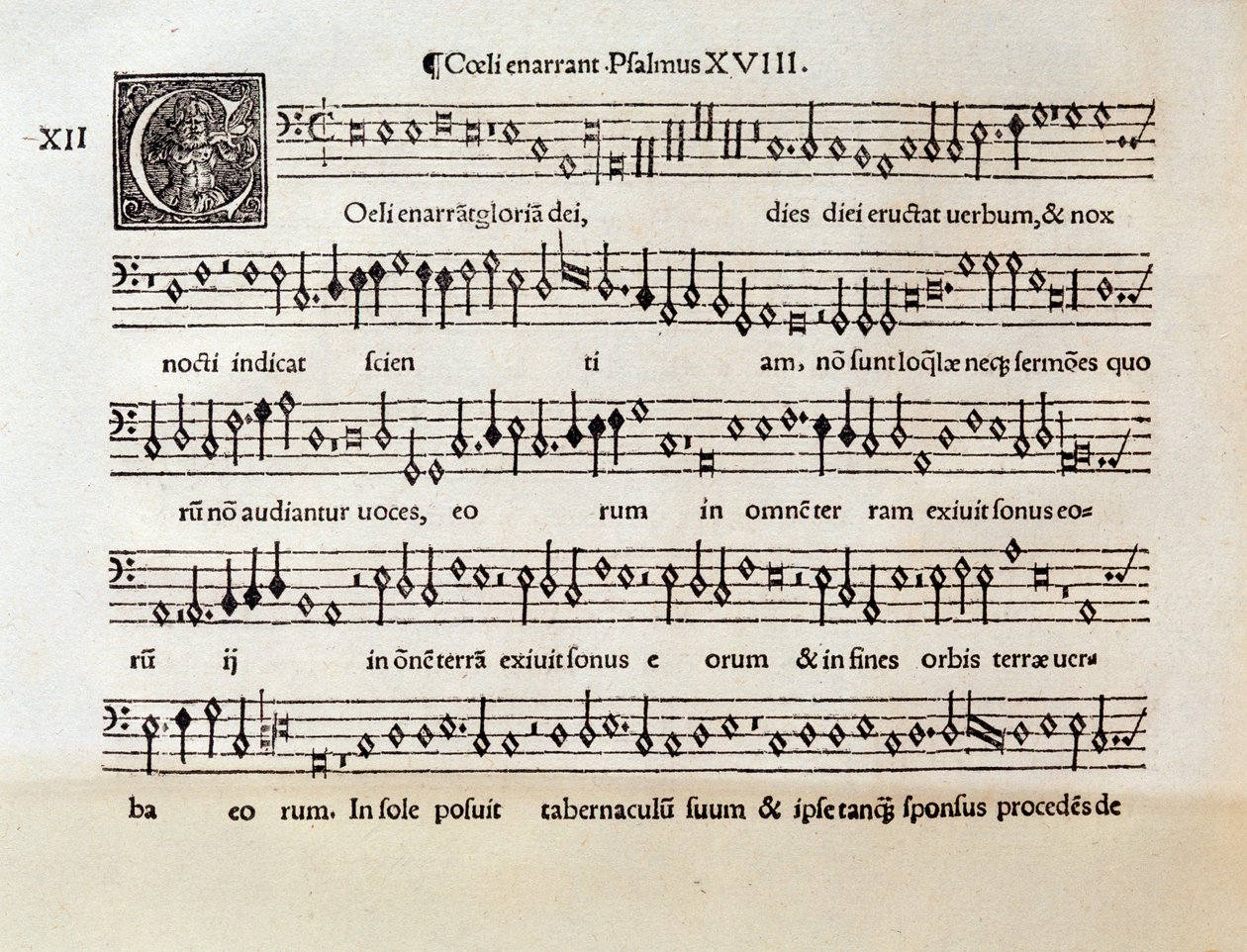 Willaertin Psalmin XVIII nuotiosivu (1538) tekijältä Unknown artist