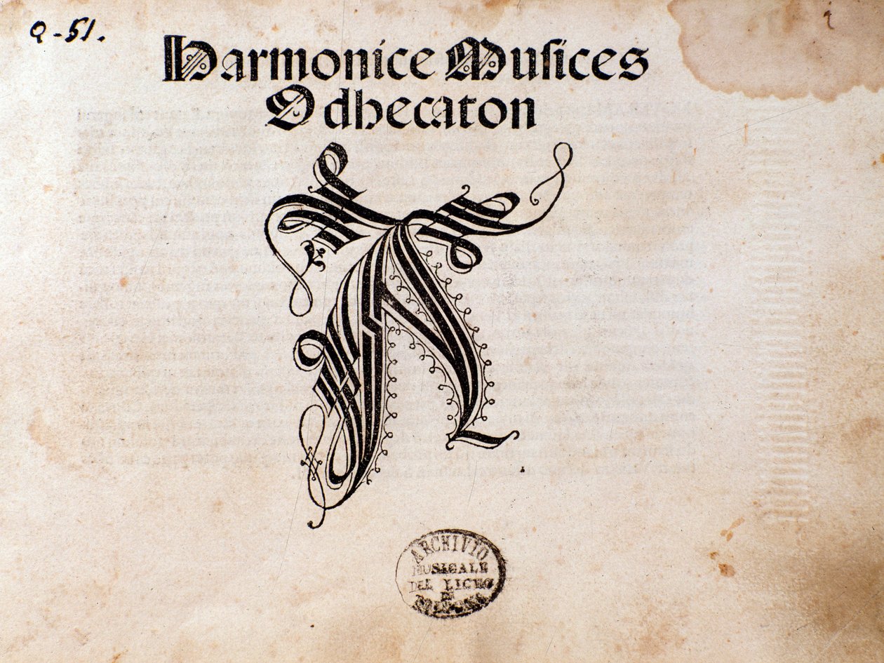 Sivu: Ottaviano Petruccin musiikillinen partituuri Harmonice Musices Odhecaton (1501) tekijältä Unknown artist